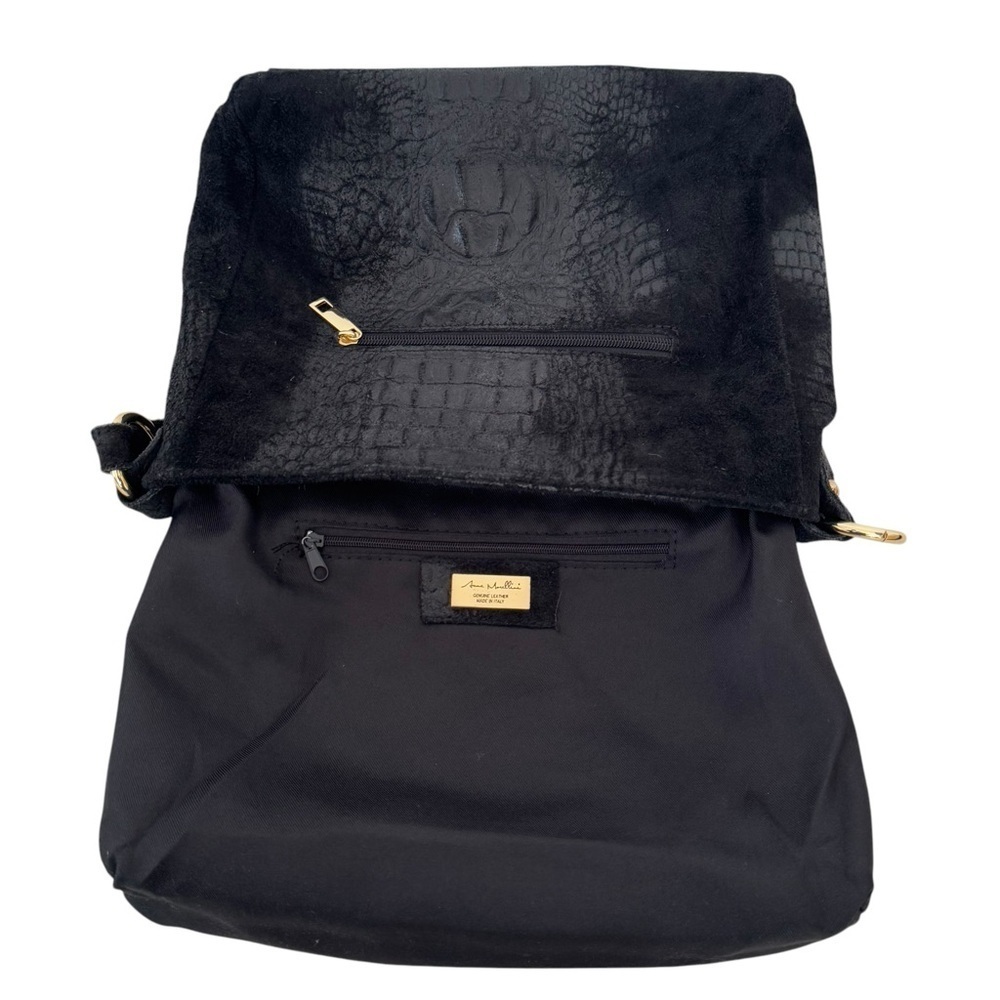 Anna Morellini Dania Shopper Black Cow Leather Crossbody Shoulder Bag Made Italy - Picture 8 of 11